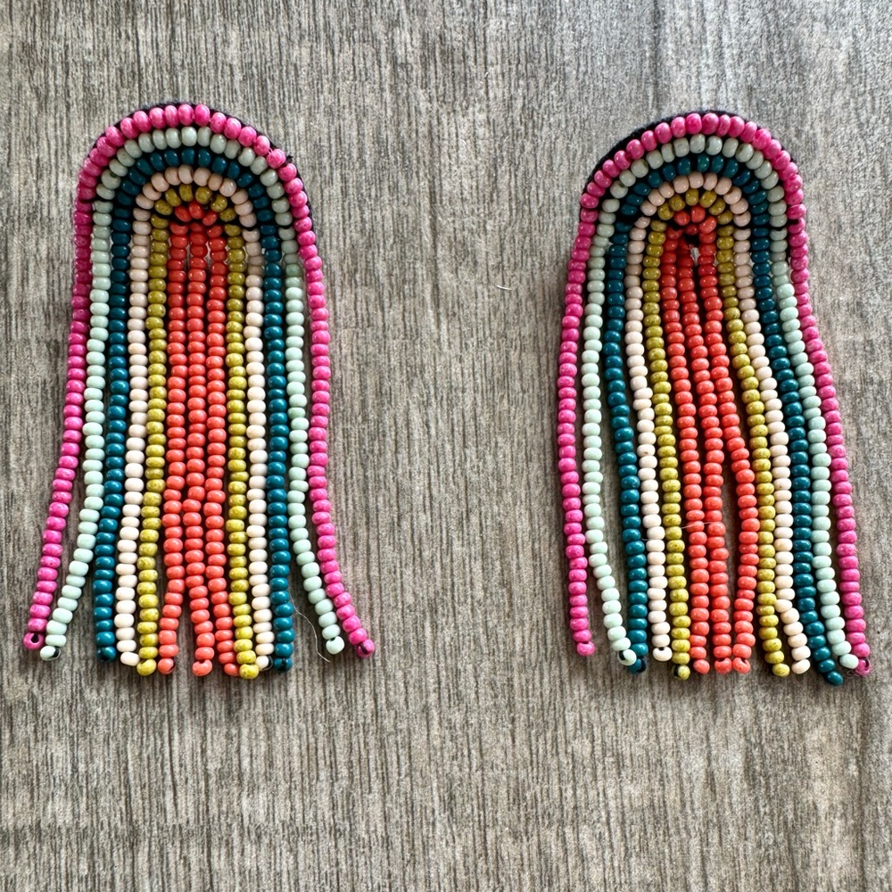 INK+ALLOY Seed Bead Earrings + Rainbow Beaded Fringe